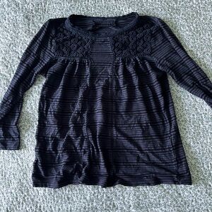 Lucky Brand Elbow Navy Lace Top